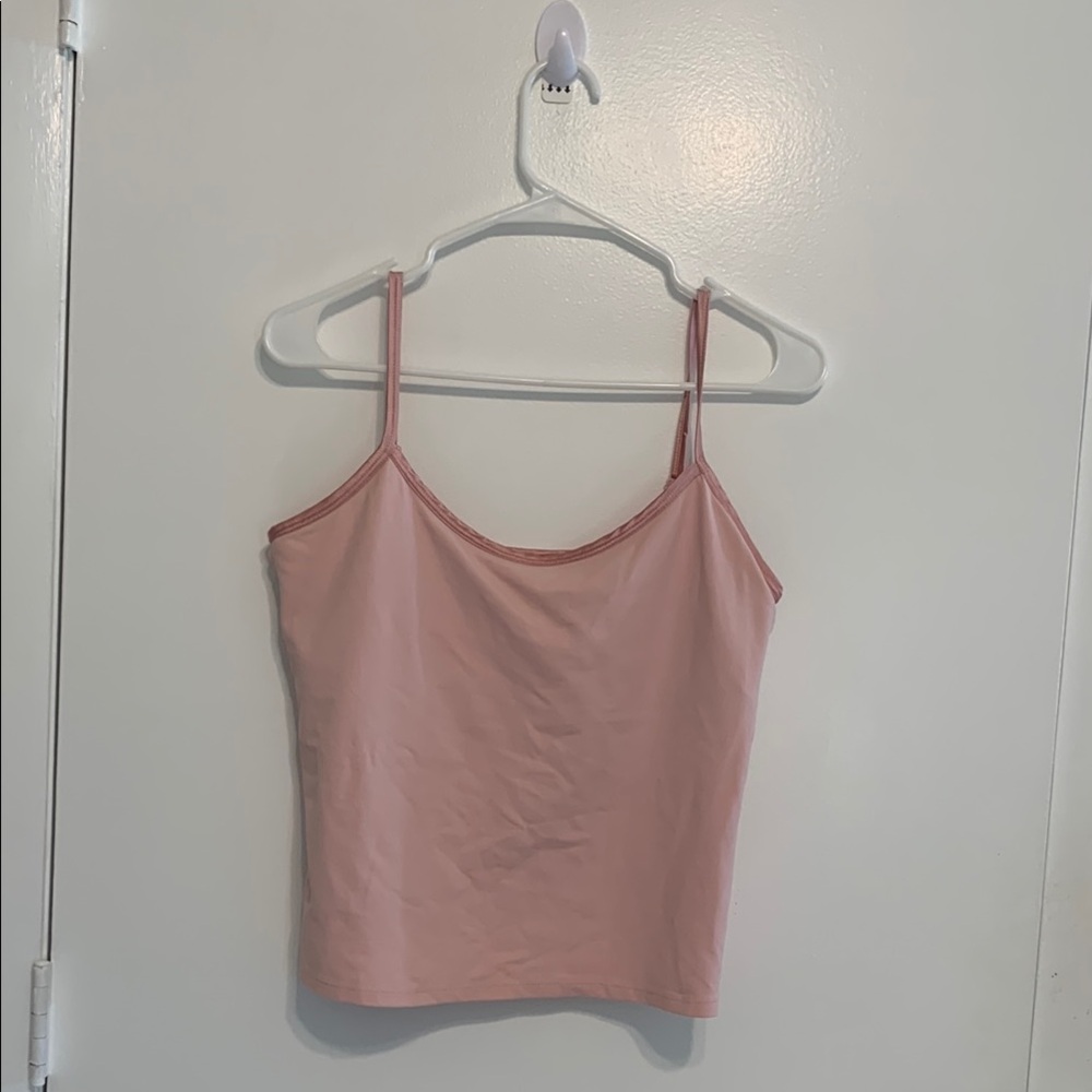 Worthington Stretch Pink Fitted Crop Camisole Top With Adjustable Straps